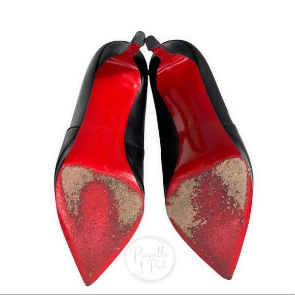 Christian Louboutin Crochinetta 100 black leather ankle boots booties heeled 38