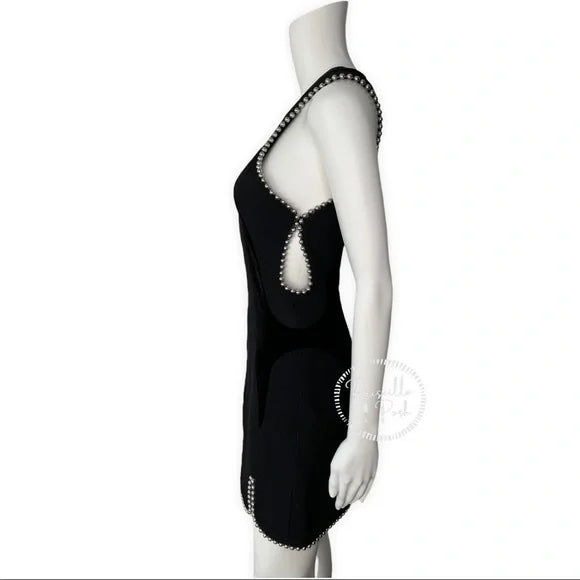 NWT ALEXANDER WANG Ball-chain Accent Paneled Dress In Black $1495 Runway Dress