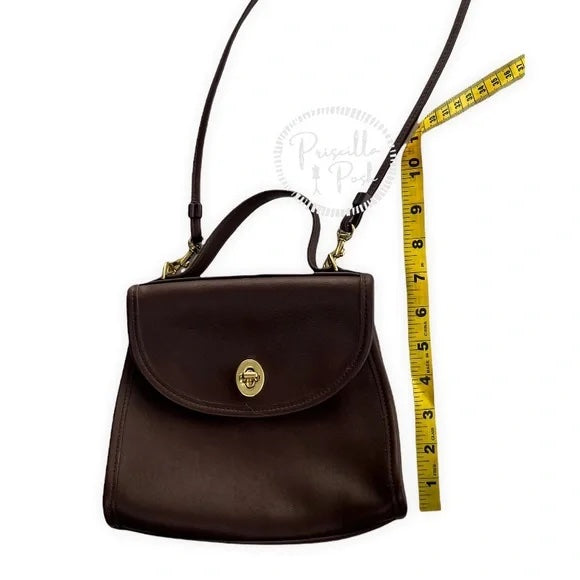 Vintage Coach Regina Bag #9983 Dark Brown Leather 90s Crossbody Top Handle