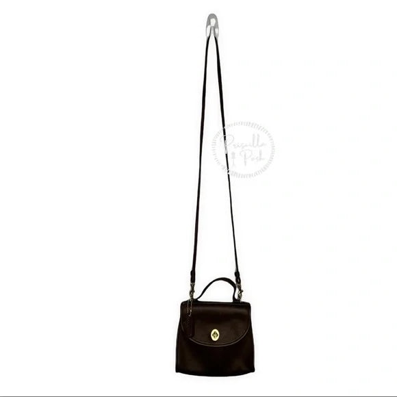 Vintage Coach Regina Bag #9983 Dark Brown Leather 90s Crossbody Top Handle