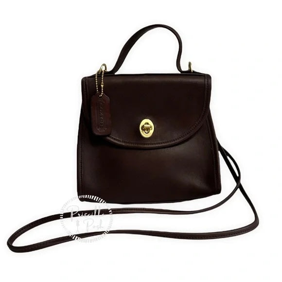 Vintage Coach Regina Bag #9983 Dark Brown Leather 90s Crossbody Top Ha – Priscilla Posh