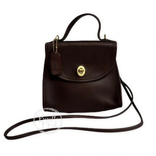 Vintage Coach Regina Bag #9983 Dark Brown Leather 90s Crossbody Top Handle