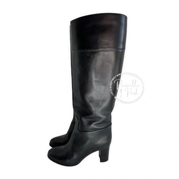 Christian Louboutin Black Leather Calfskin Dartata Tall Knee High Boots 37
