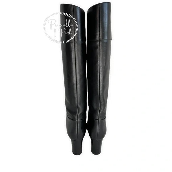Christian Louboutin Black Leather Calfskin Dartata Tall Knee High Boots 37