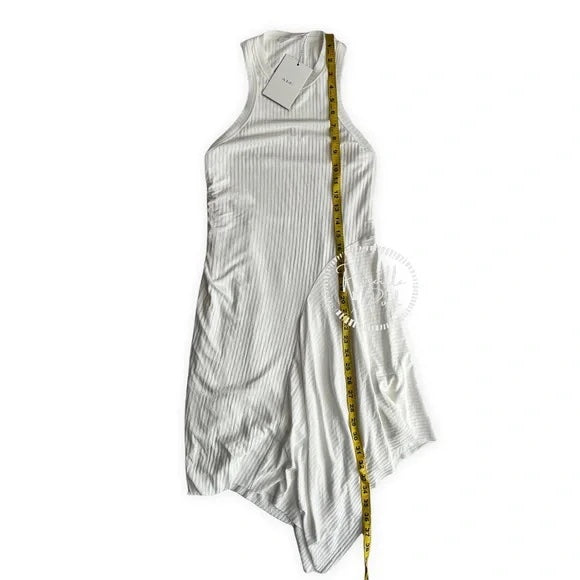 NWT A.L.C. White High neck asymmetric ribbed Bea Dress