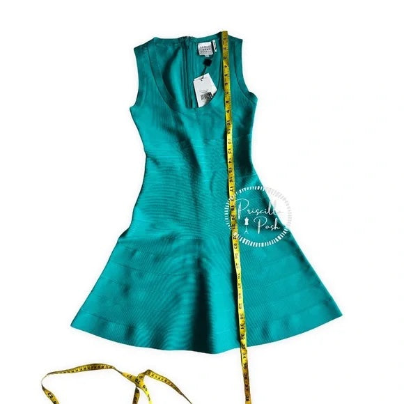 NWT HERVE LEGER Women's Sleeveless Bandage Dress In Turquoise