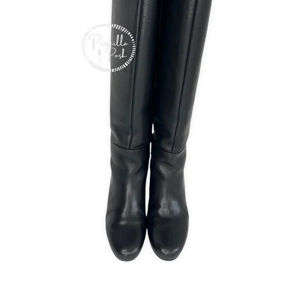 Christian Louboutin Black Leather Beatrice Over-the-knee Leather Red Sole Boots
