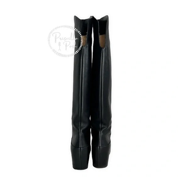 Christian Louboutin Black Leather Beatrice Over-the-knee Leather Red Sole Boots