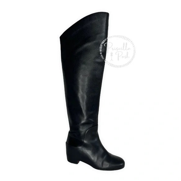 Christian Louboutin Black Leather Beatrice Over-the-knee Leather Red Sole Boots