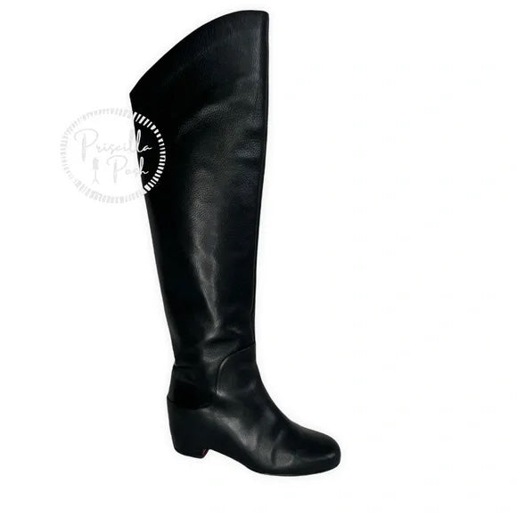 Christian Louboutin Black Leather Beatrice Over-the-knee Leather Red Sole Boots