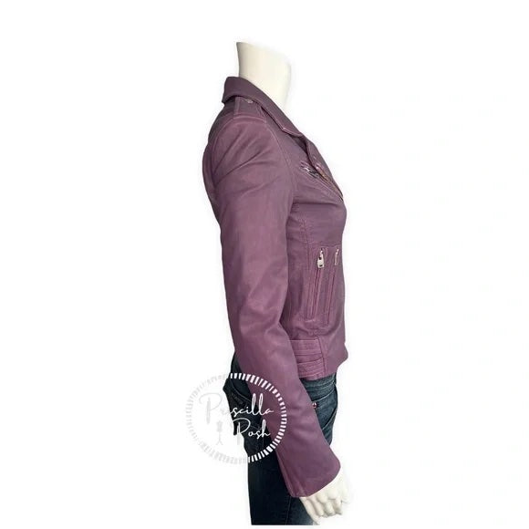 NWT IRO Han Leather Moto Jacket Purple Leather Motorcycle Jacket