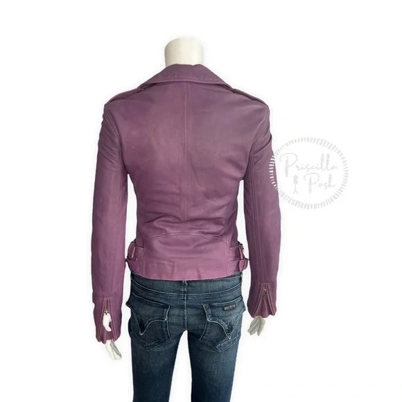 NWT IRO Han Leather Moto Jacket Purple Leather Motorcycle Jacket