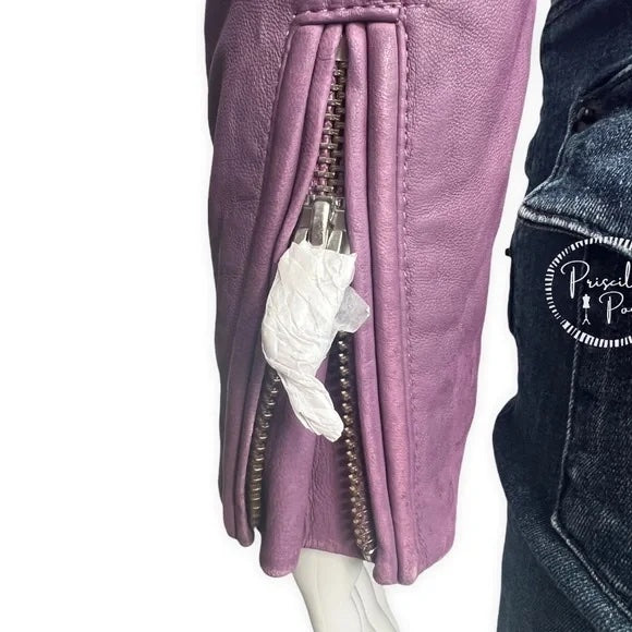 NWT IRO Han Leather Moto Jacket Purple Leather Motorcycle Jacket