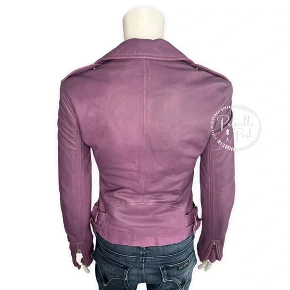 NWT IRO Han Leather Moto Jacket Purple Leather Motorcycle Jacket