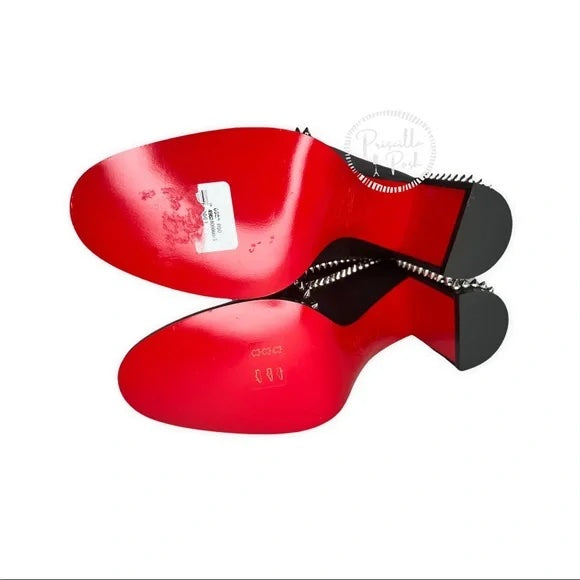 NEW Christian Louboutin Spike Chelsea Bootie Black Leather Spiked Boots 39.5