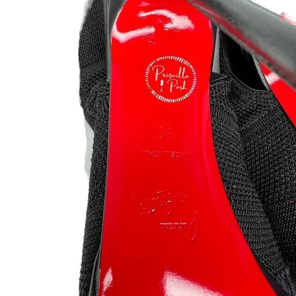 Christian Louboutin Moula Kate Sequin Red Sole Booties Black Ankle Boots Heeled 41