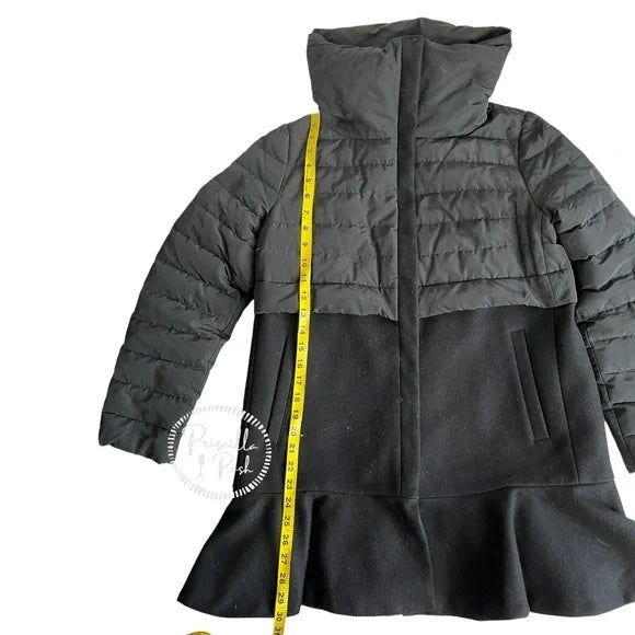 Moncler Rosier Black long Puffer Peplum Ruffle Hem