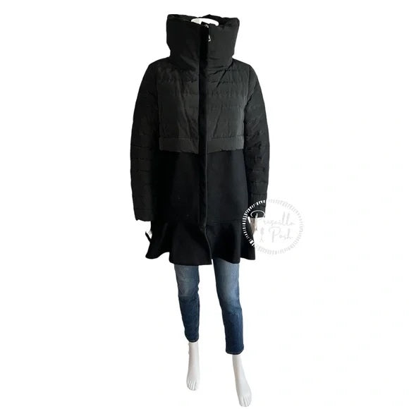 Moncler Rosier Black long Puffer Peplum Ruffle Hem
