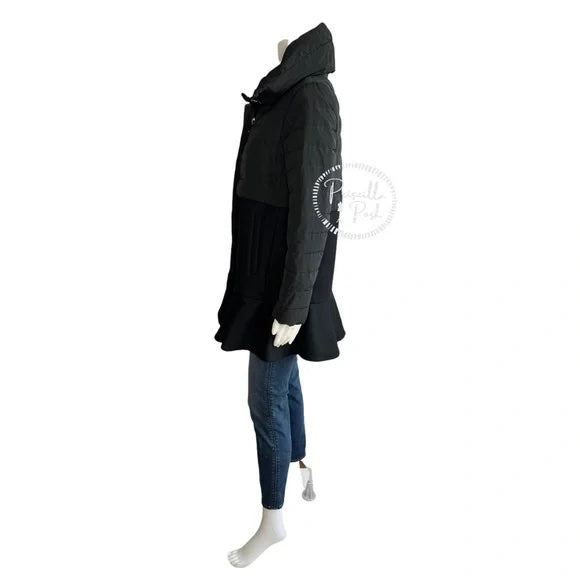 Moncler Rosier Black long Puffer Peplum Ruffle Hem