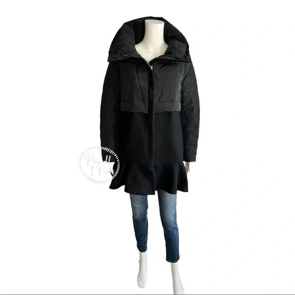Moncler Rosier Black long Puffer Peplum Ruffle Hem