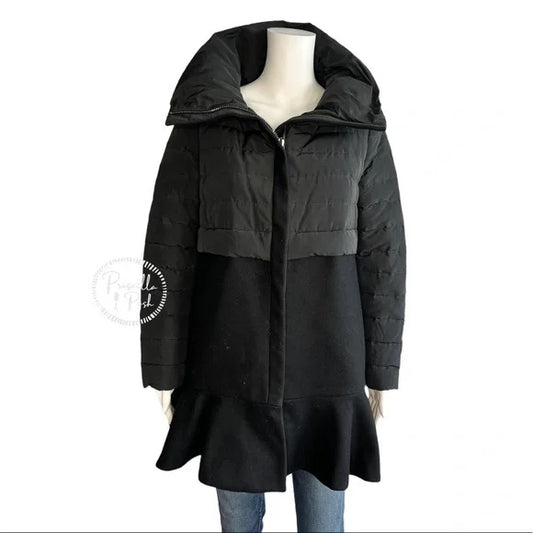 Moncler Rosier Black long Puffer Peplum Ruffle Hem
