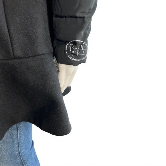 Moncler Rosier Black long Puffer Peplum Ruffle Hem