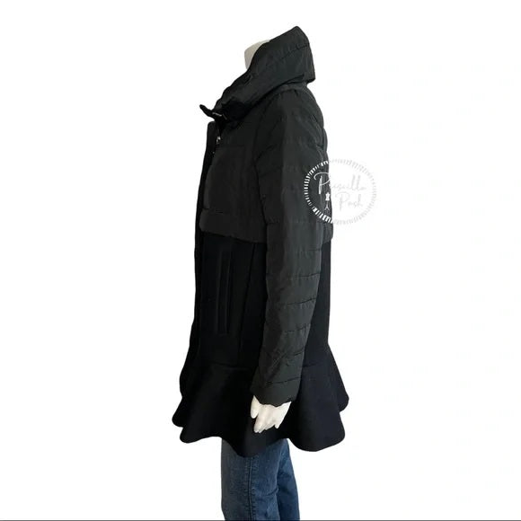 Moncler Rosier Black long Puffer Peplum Ruffle Hem