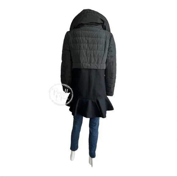 Moncler Rosier Black long Puffer Peplum Ruffle Hem