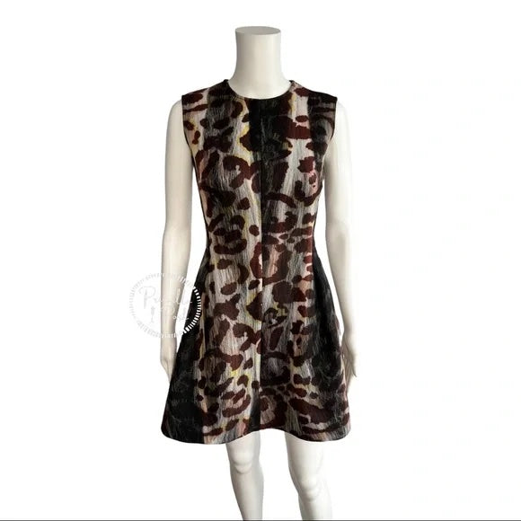 Christian Dior Animal Print Mini Dress A Line Fit and Flare Leopard Cheetah Size 2