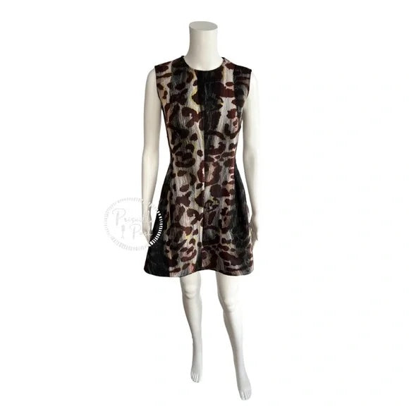 Christian Dior Animal Print Mini Dress A Line Fit and Flare Leopard Cheetah Size 2