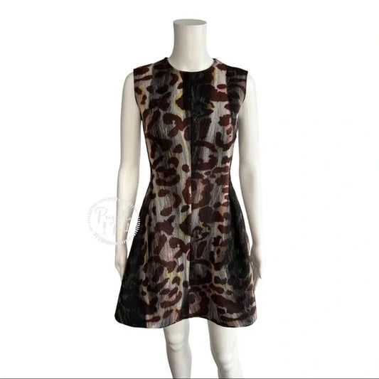 Christian Dior Animal Print Mini Dress A Line Fit and Flare Leopard Cheetah Size 2