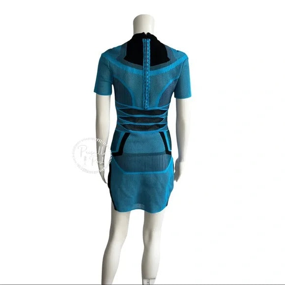 Alexander Wang Runway Bi Color Mesh Tee Sneaker Collection Dress neon Blue Black