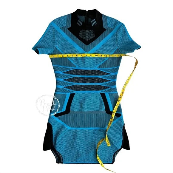 Alexander Wang Runway Bi Color Mesh Tee Sneaker Collection Dress neon Blue Black