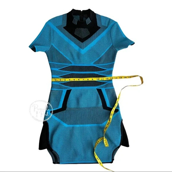 Alexander Wang Runway Bi Color Mesh Tee Sneaker Collection Dress neon Blue Black
