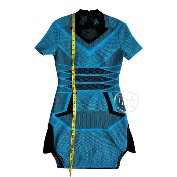 Alexander Wang Runway Bi Color Mesh Tee Sneaker Collection Dress neon Blue Black