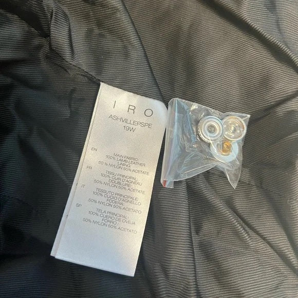 NWT IRO Ashville Snake Embossed Leather Moto Jacket Python Jacket White Black 38