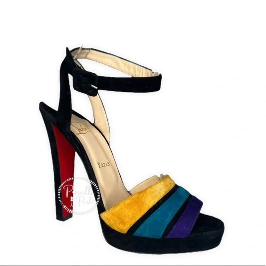 Christian Louboutin Color Block Viva Bella 140 Veau Velours Sandals Platform