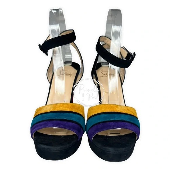 Christian Louboutin Color Block Viva Bella 140 Veau Velours Sandals Platform