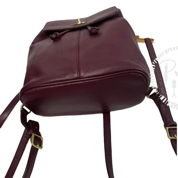 Coach Park Pebbled Leather Flap F24385 Burgundy Backpack Maroon Red Brass
