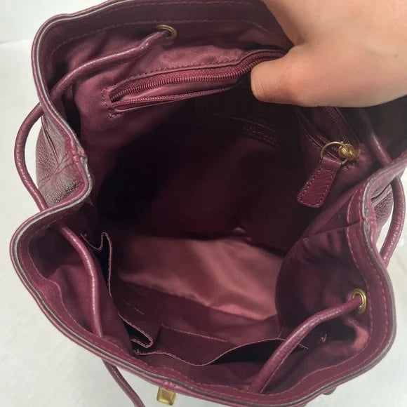 Coach Park Pebbled Leather Flap F24385 Burgundy Backpack Maroon Red Brass