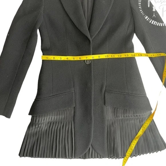 Christian Dior Womens Pleated Silk One Button Blazer Black Wool Bar Jacket 4