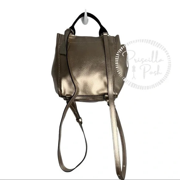 Coach F16605 Derby Backpack Metallic Leather Gold Convertible Backpack Crossbody