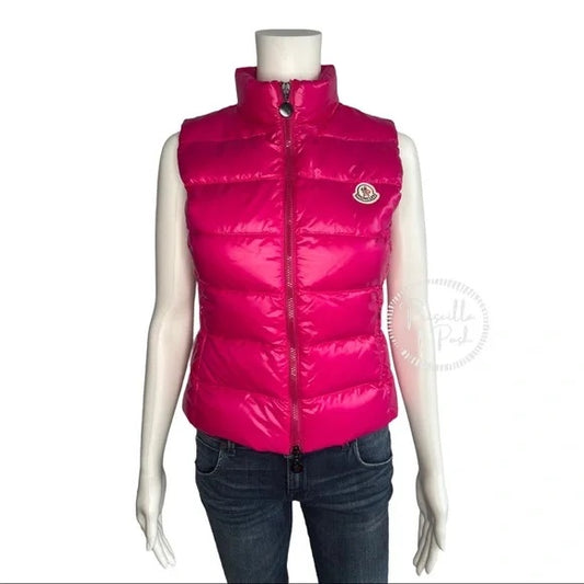 Moncler Bright Pink Puffer Vest Goose Down Padded Hot Pink