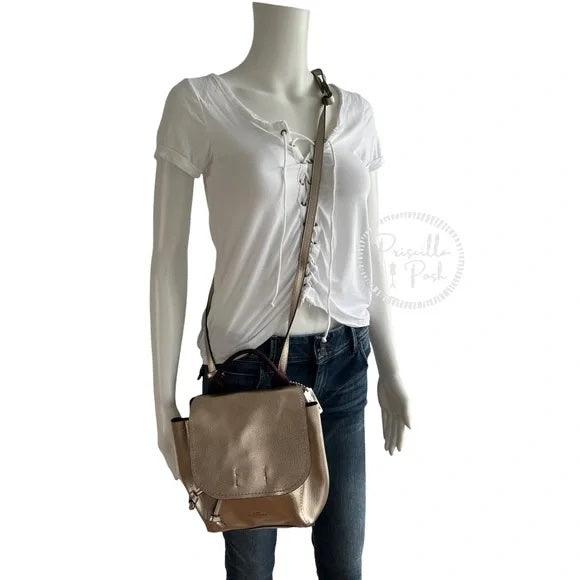 Coach F16605 Derby Backpack Metallic Leather Gold Convertible Backpack Crossbody