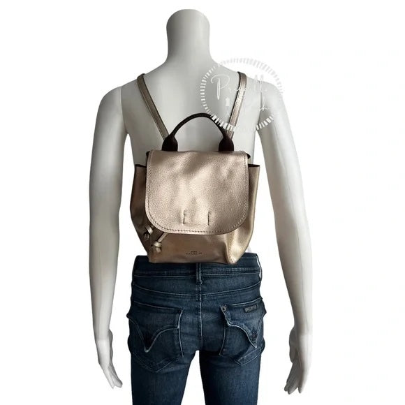 Coach F16605 Derby Backpack Metallic Leather Gold Convertible Backpack Crossbody