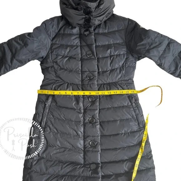 Moncler Black Knee Length Puffer Coat Goose Down Puffer Jacket Long Full Length