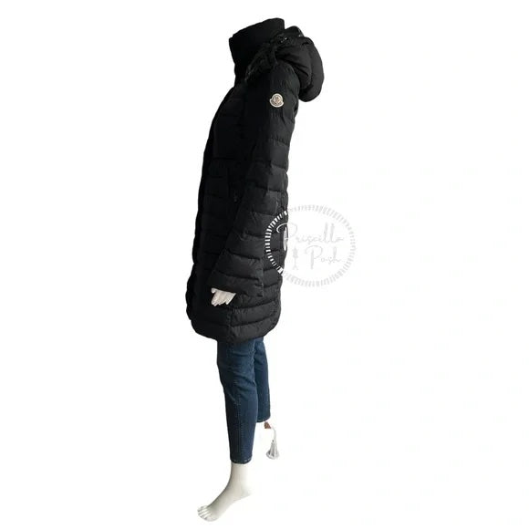 Moncler Black Knee Length Puffer Coat Goose Down Puffer Jacket Long Full Length