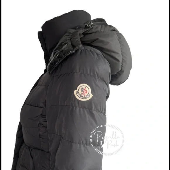 Moncler Black Knee Length Puffer Coat Goose Down Puffer Jacket Long Full Length