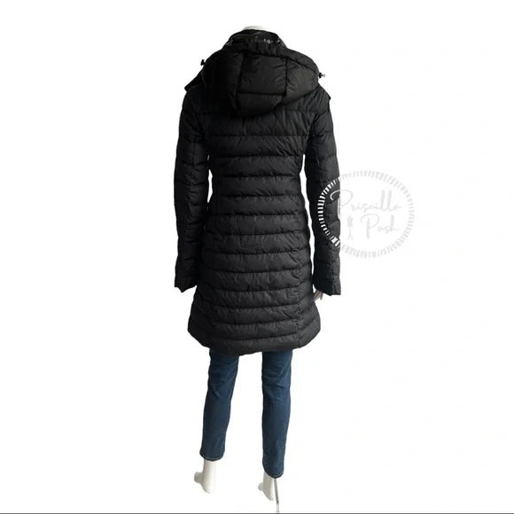 Moncler Black Knee Length Puffer Coat Goose Down Puffer Jacket Long Full Length