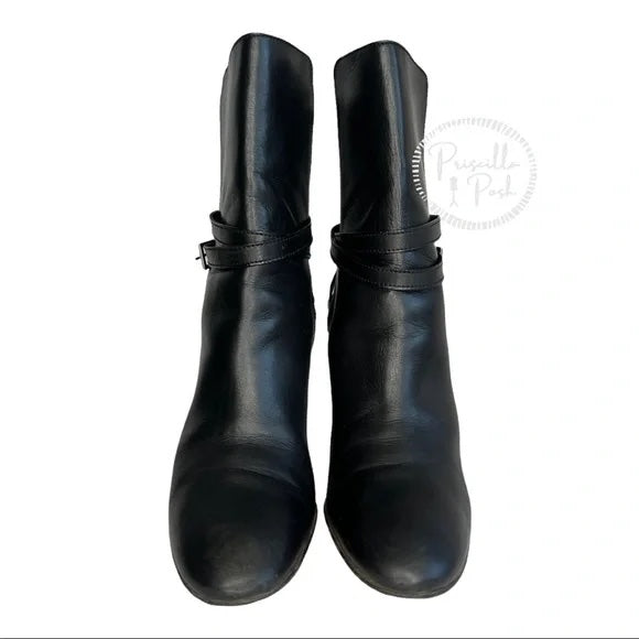 Christian Louboutin Black Leather Heeled Ankle Boots With Buckle 37.5
